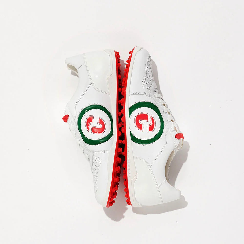 Duca Del Cosma Kuba 2.0 Premium Spikeless Golf Shoes - White / Green / Red - Handmade in 🇵🇹