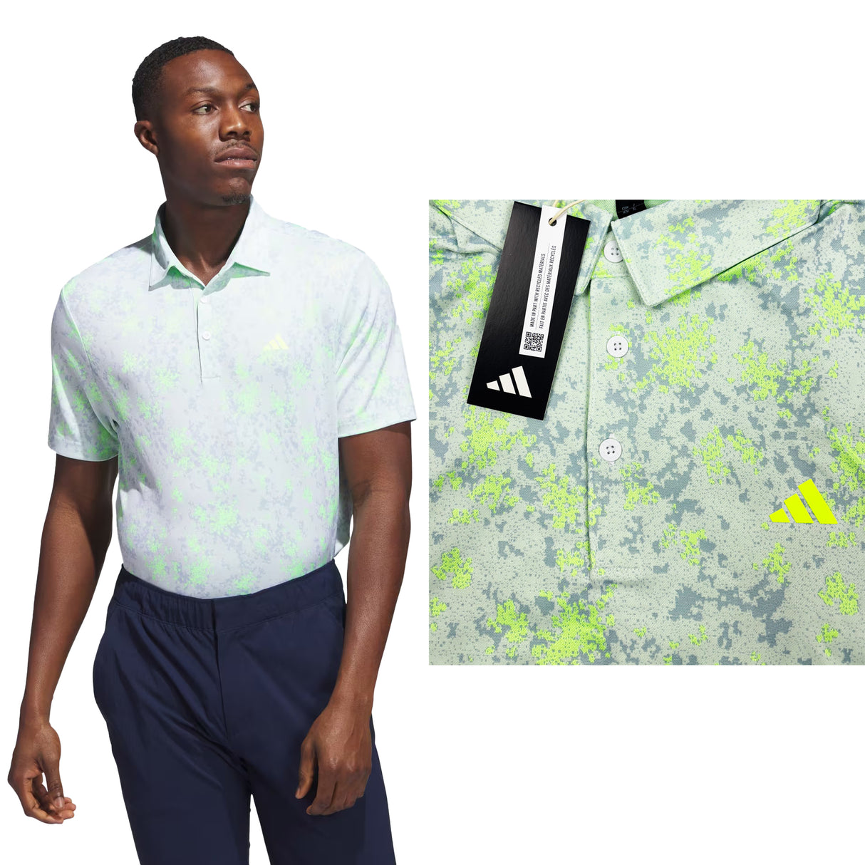 Adidas Burst Jacquard Print Golf Polo Shirt - Lucid Lemon