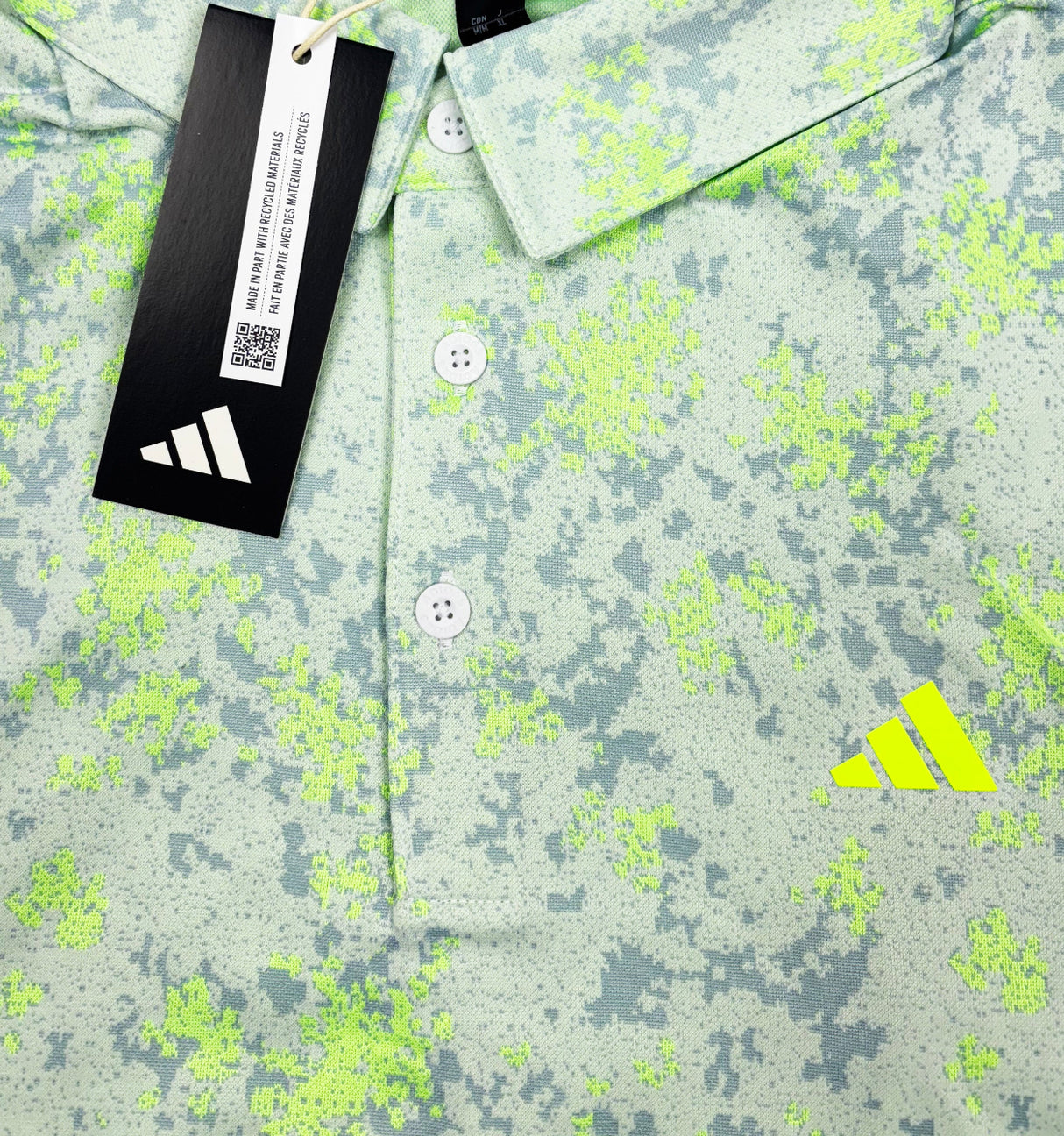 Adidas Burst Jacquard Print Golf Polo Shirt - Lucid Lemon