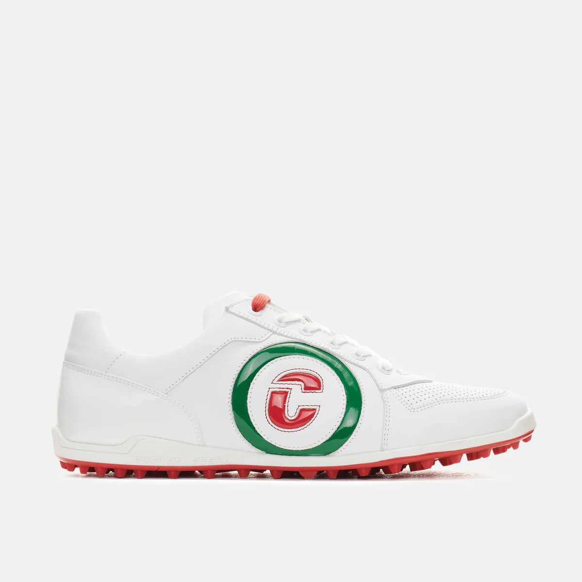 Duca Del Cosma Kuba 2.0 Premium Spikeless Golf Shoes - White / Green / Red - Handmade in 🇵🇹
