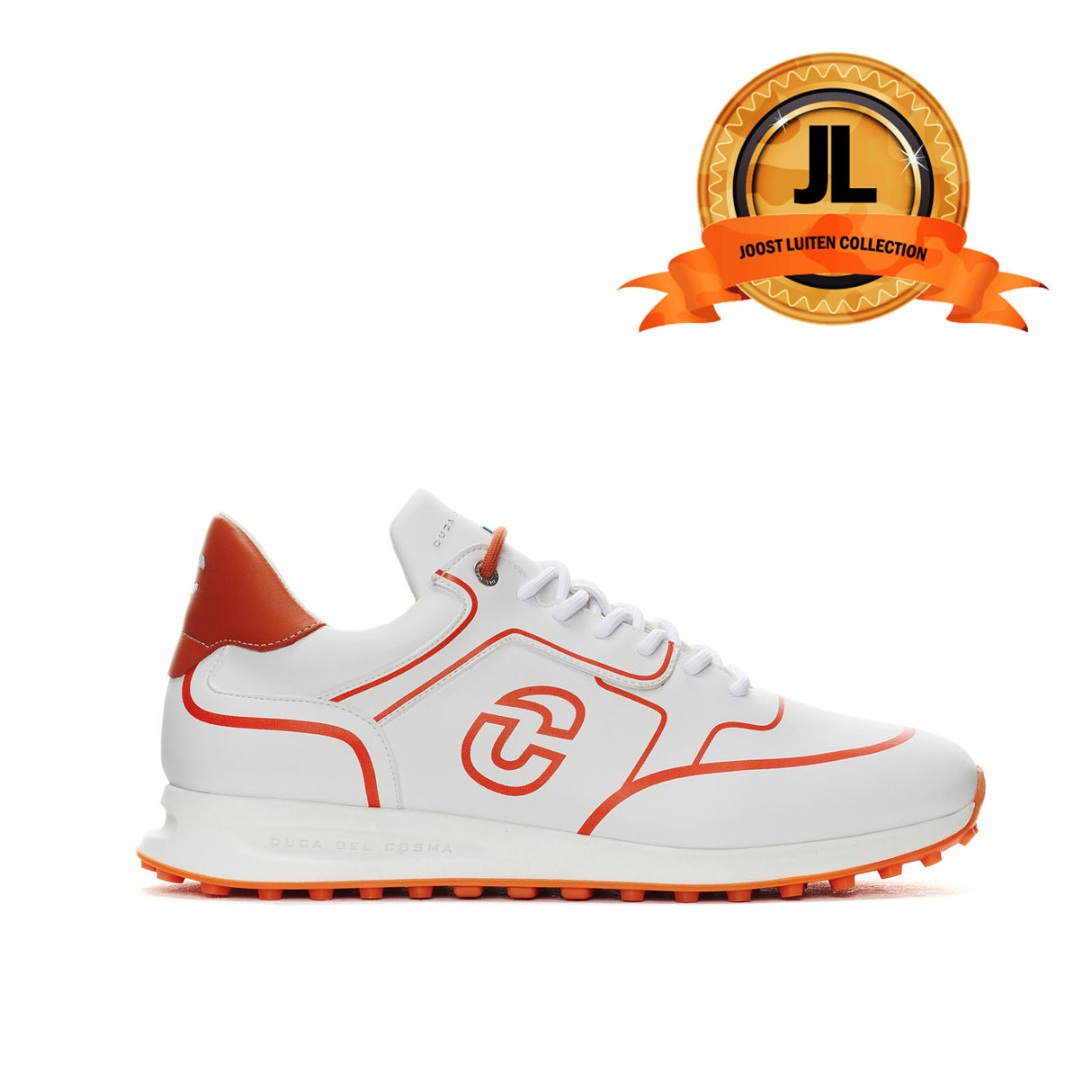 Duca Del Cosma JL3 Flyer Premium Spikeless Golf Shoes - White / Orange - Handmade in šµš¹