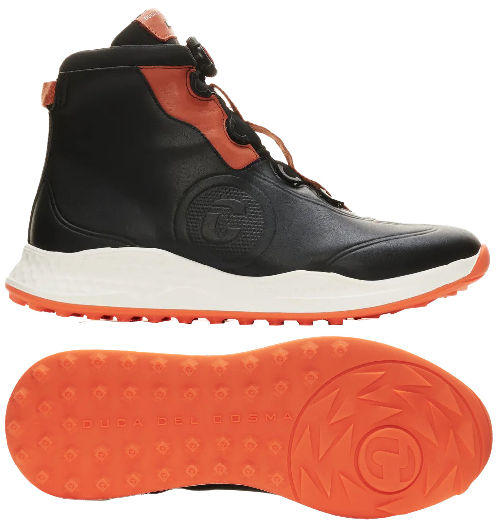 Duca Del Cosma Bologna BOA Premium Spikeless Golf Shoes Winter Boots - Black - Handmade in 🇵🇹