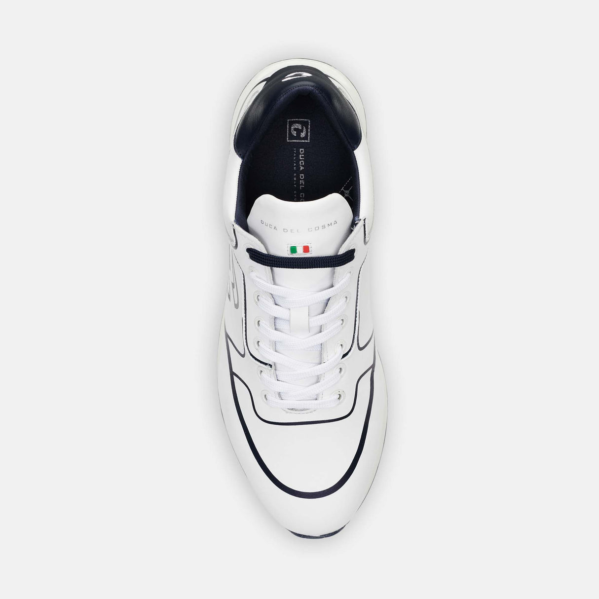 Duca Del Cosma Flyer Premium Spikeless Golf Shoes - White / Navy - Handmade in 🇵🇹