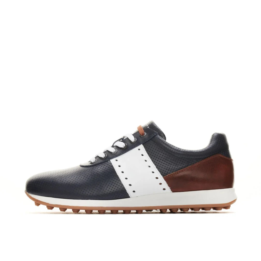 Duca Del Cosma Belair Premium Spikeless Golf Shoes - Navy / Cognac - Handmade in 🇵🇹