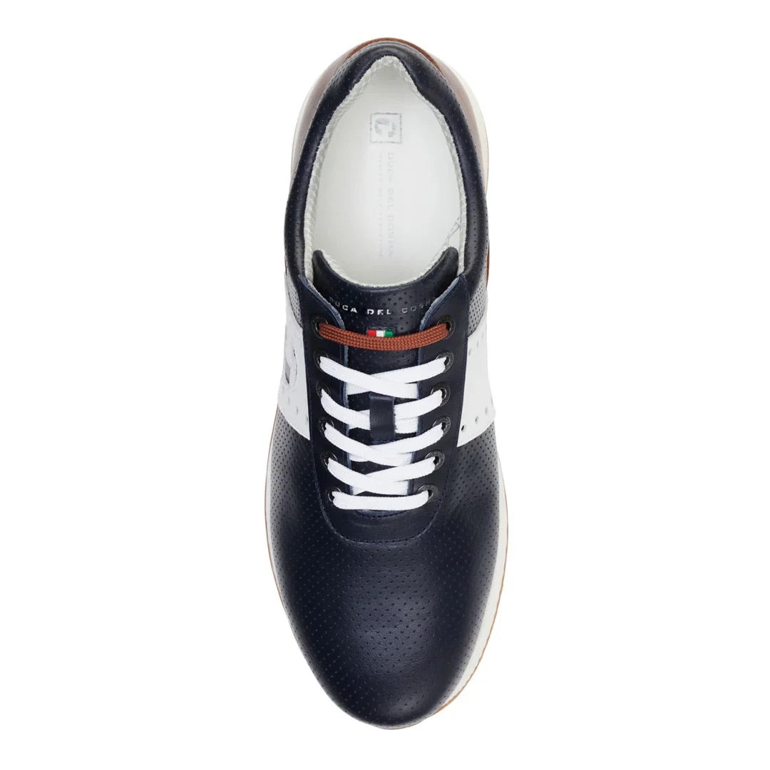 Duca Del Cosma Belair Premium Spikeless Golf Shoes - Navy / Cognac - Handmade in 🇵🇹