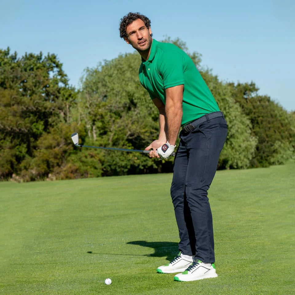 Duca Del Cosma Girona Premium Spikeless Golf Shoes - White / Green - Handmade in 🇵🇹