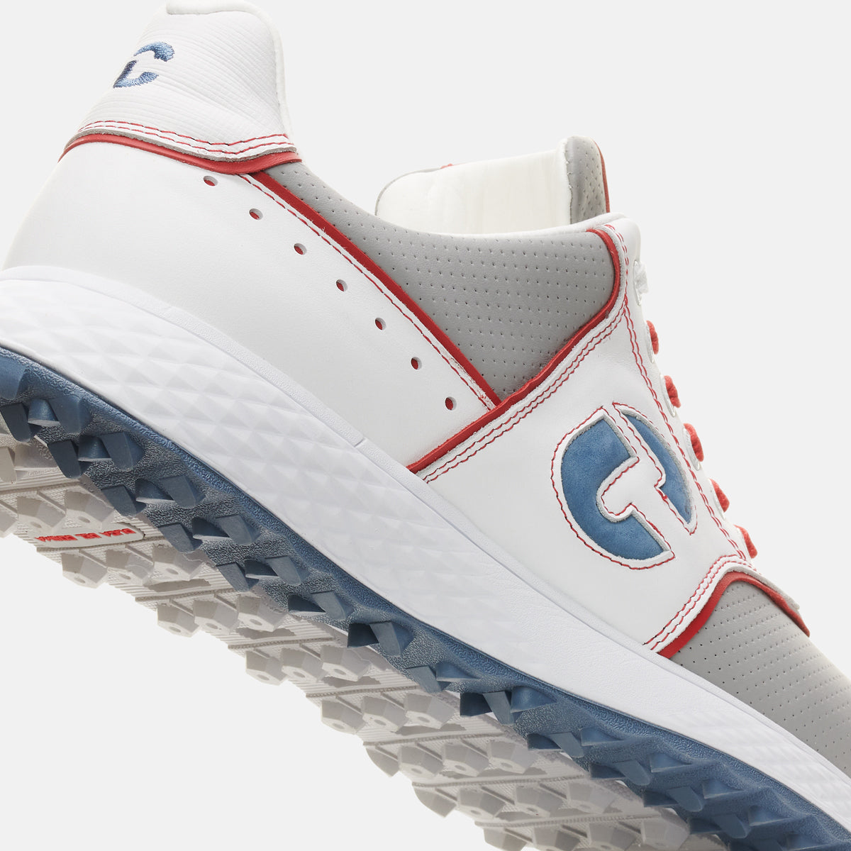 Duca Del Cosma Positano Premium Spikeless Golf Shoes - Grey / White / Red - Handmade in 🇵🇹