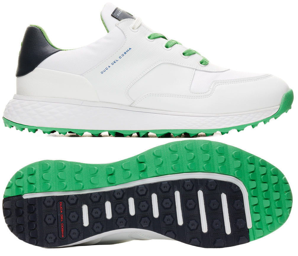 Duca Del Cosma Pagani Premium Spikeless Golf Shoes - White / Navy / Green - Handmade in 🇵🇹