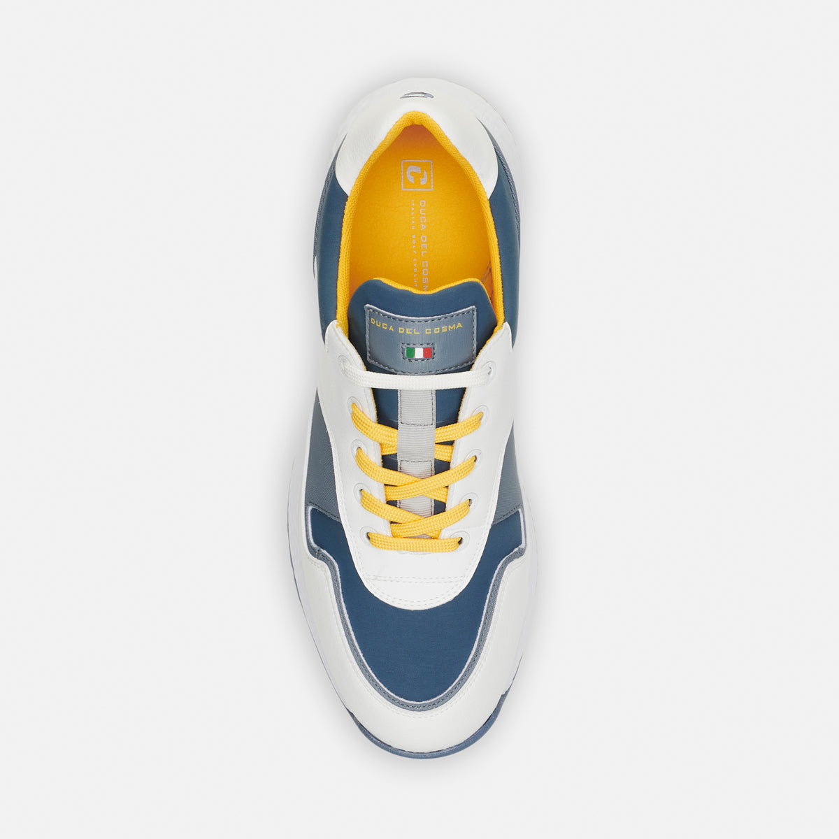 Duca Del Cosma Pagani Premium Spikeless Golf Shoes - White / Grey / Yellow - Handmade in 🇵🇹