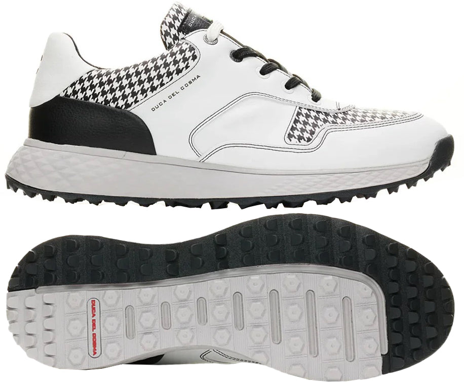 Duca Del Cosma Pagani Premium Spikeless Golf Shoes - White / Black - Handmade in 🇵🇹