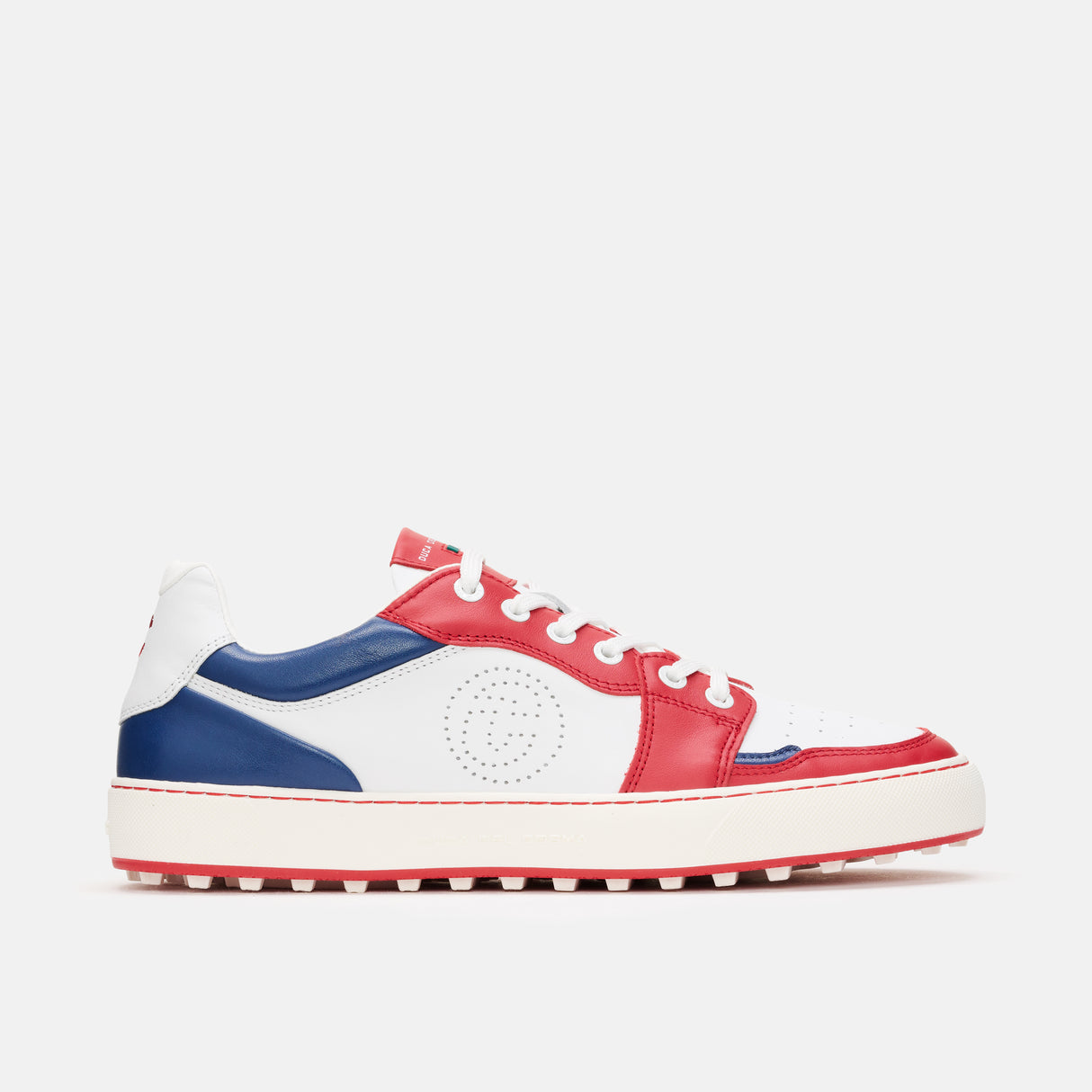 Duca Del Cosma Giordano Premium Spikeless Golf Shoes - White / Red / Navy - Handmade in 🇵🇹