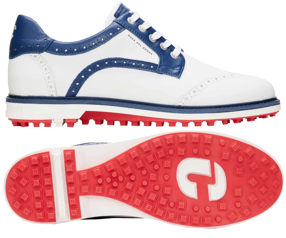 Duca Del Cosma Barasso Premium Spikeless Golf Shoes - White / Blue - Handmade in 🇵🇹