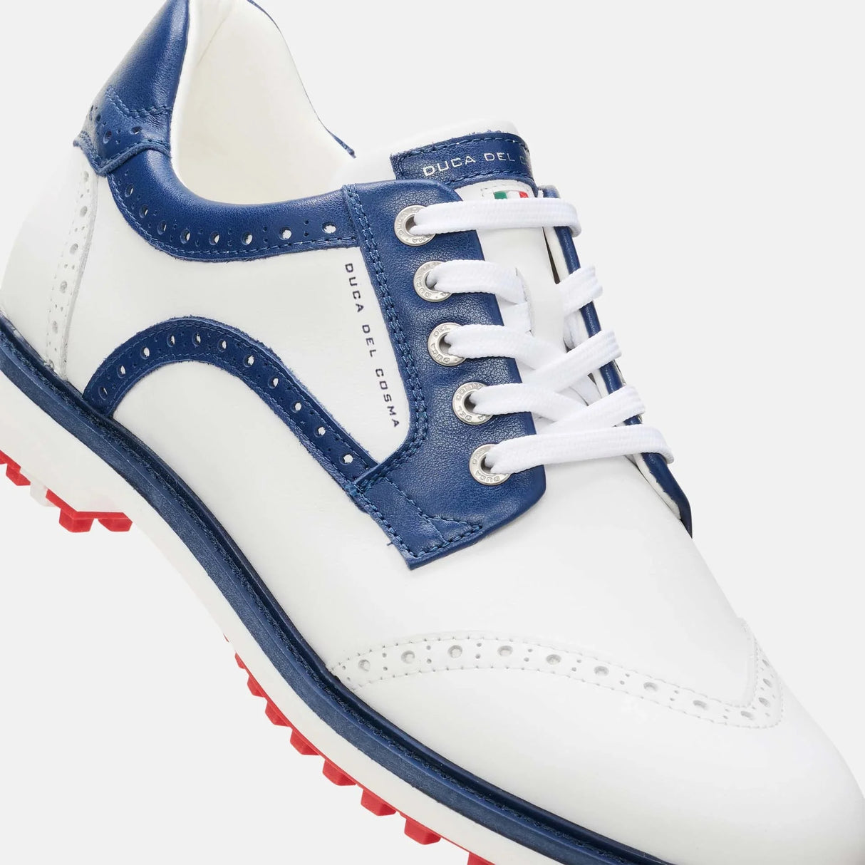 Duca Del Cosma Barasso Premium Spikeless Golf Shoes - White / Blue - Handmade in 🇵🇹