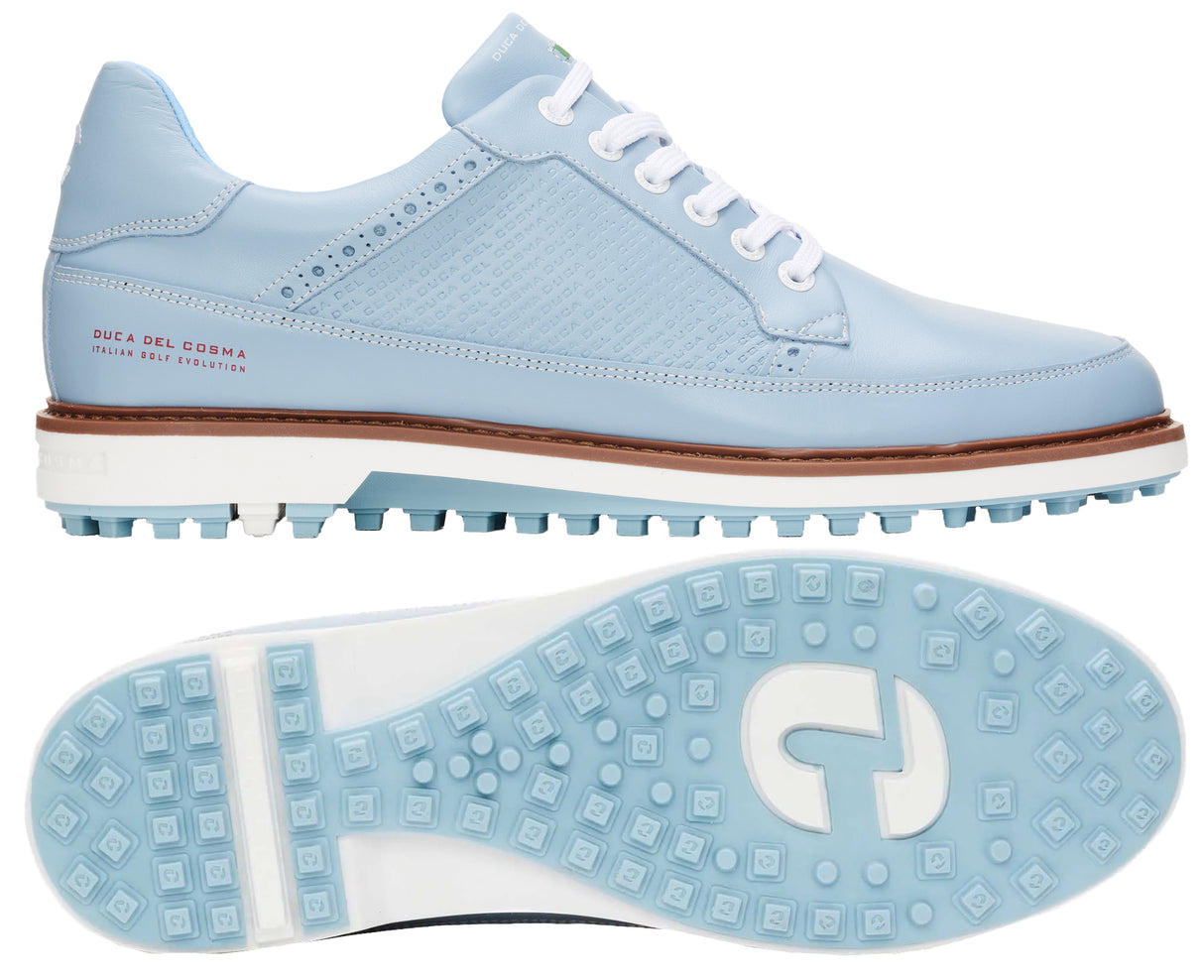 Duca Del Cosma Davinci Leggero Premium Spikeless Golf Shoes - Light Blue - Handmade in 🇵🇹