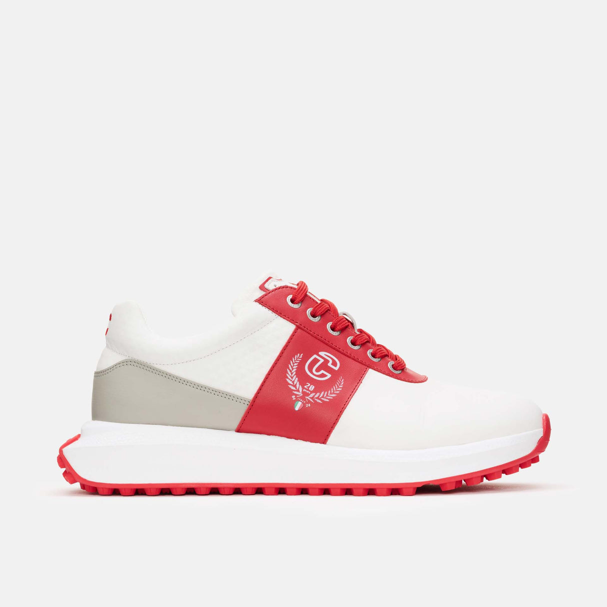 Duca Del Cosma Jubilee Premium Spikeless Golf Shoes - White / Red - Handmade in šµš¹