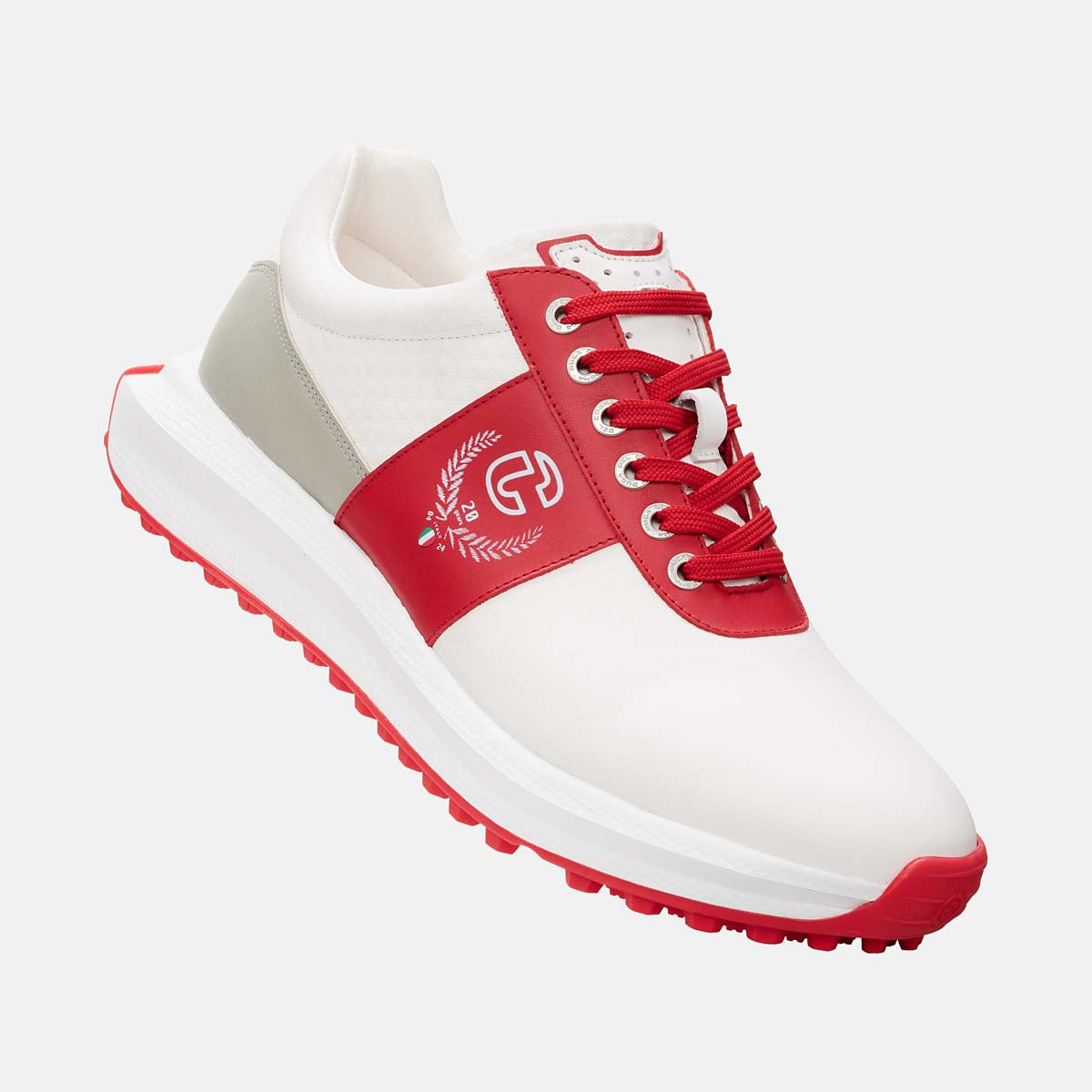Duca Del Cosma Jubilee Premium Spikeless Golf Shoes - White / Red - Handmade in šµš¹