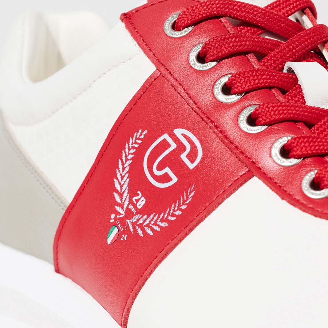 Duca Del Cosma Jubilee Premium Spikeless Golf Shoes - White / Red - Handmade in šµš¹