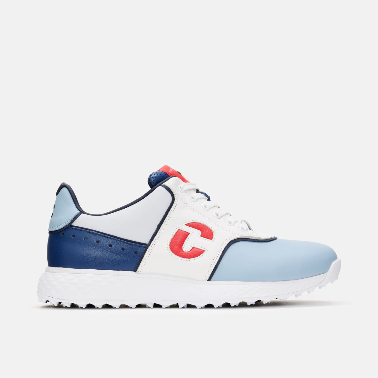 Duca Del Cosma Positano Premium Spikeless Golf Shoes - White / Blue / Red - Handmade in 🇵🇹