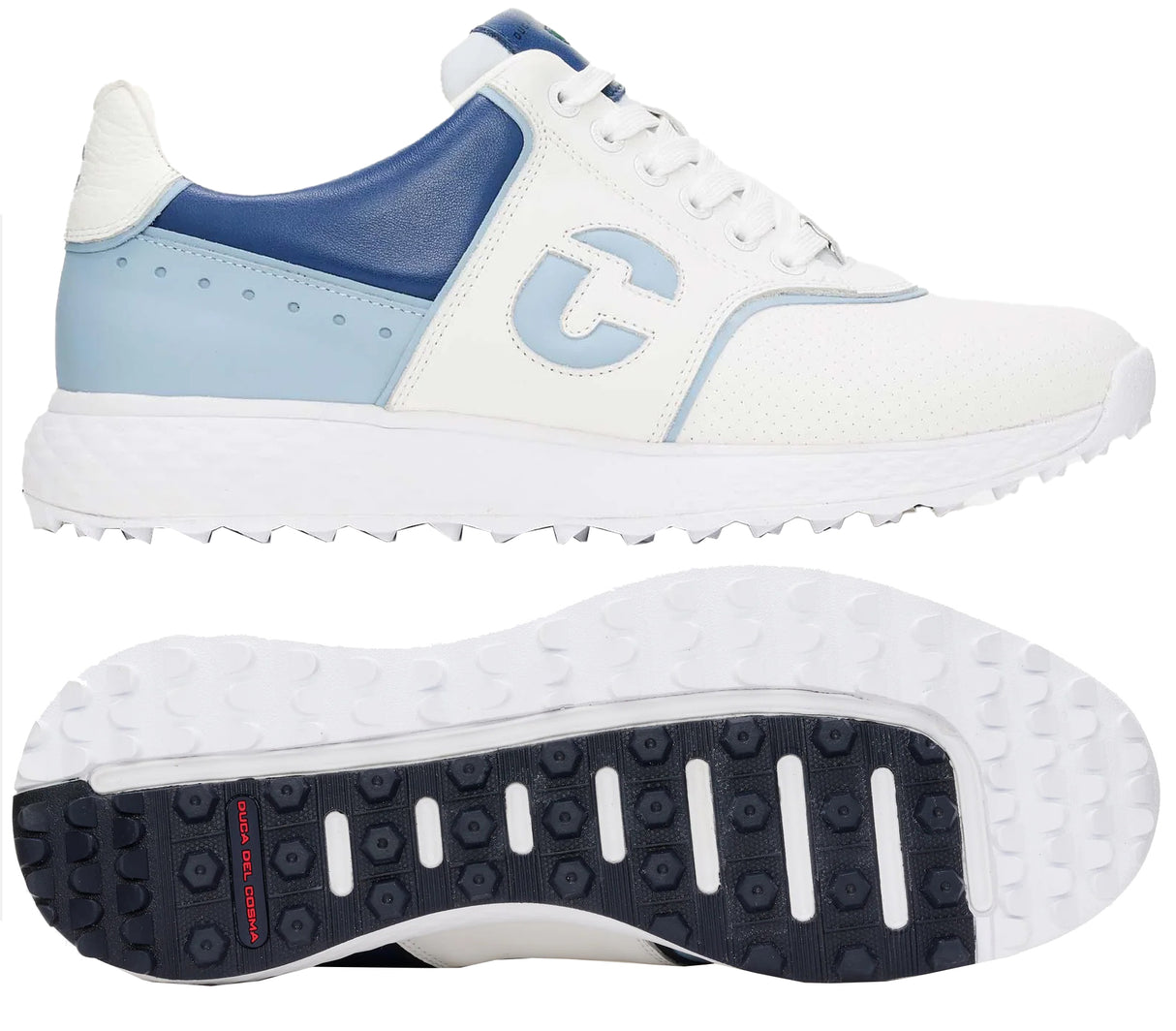 Duca Del Cosma Positano Premium Spikeless Golf Shoes - White / Blue - Handmade in 🇵🇹