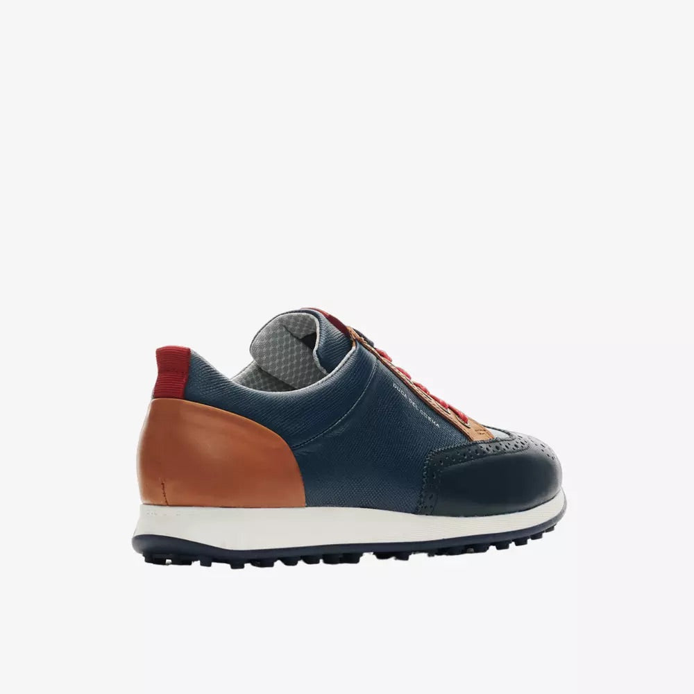 Duca Del Cosma Camelot Premium Spikeless Golf Shoes - Navy / Cognac / Red - Handmade in 🇵🇹