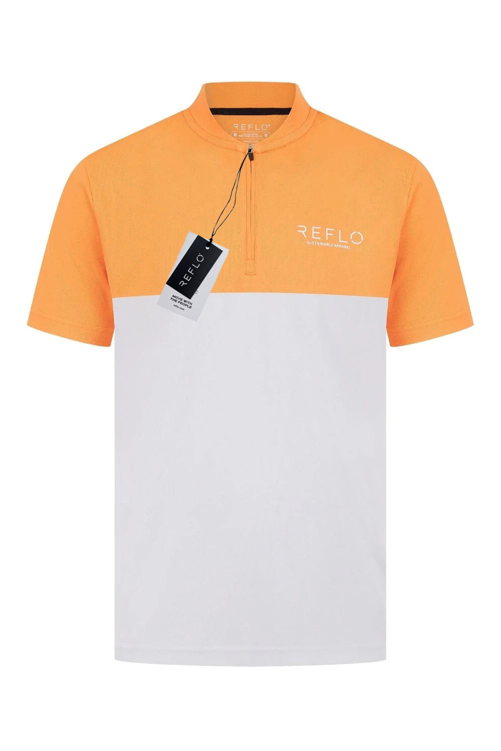 Reflo Tobol 1/4 Zip Blade Neck Golf Polo Shirt - Tangerine / White