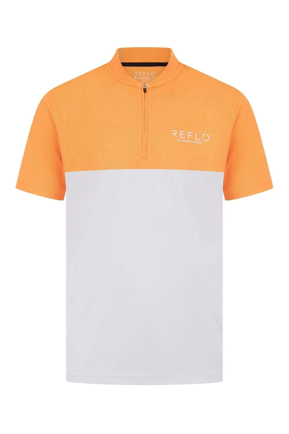 Reflo Tobol 1/4 Zip Blade Neck Golf Polo Shirt - Tangerine / White