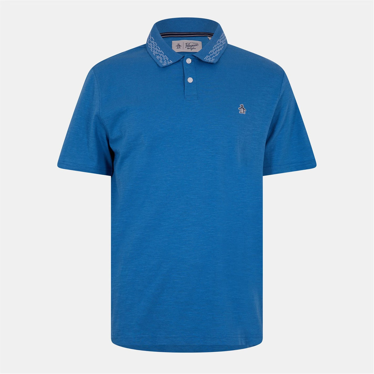 Original Penguin Contrast Collar Heathered Golf Polo Shirt - Vallarta Blue