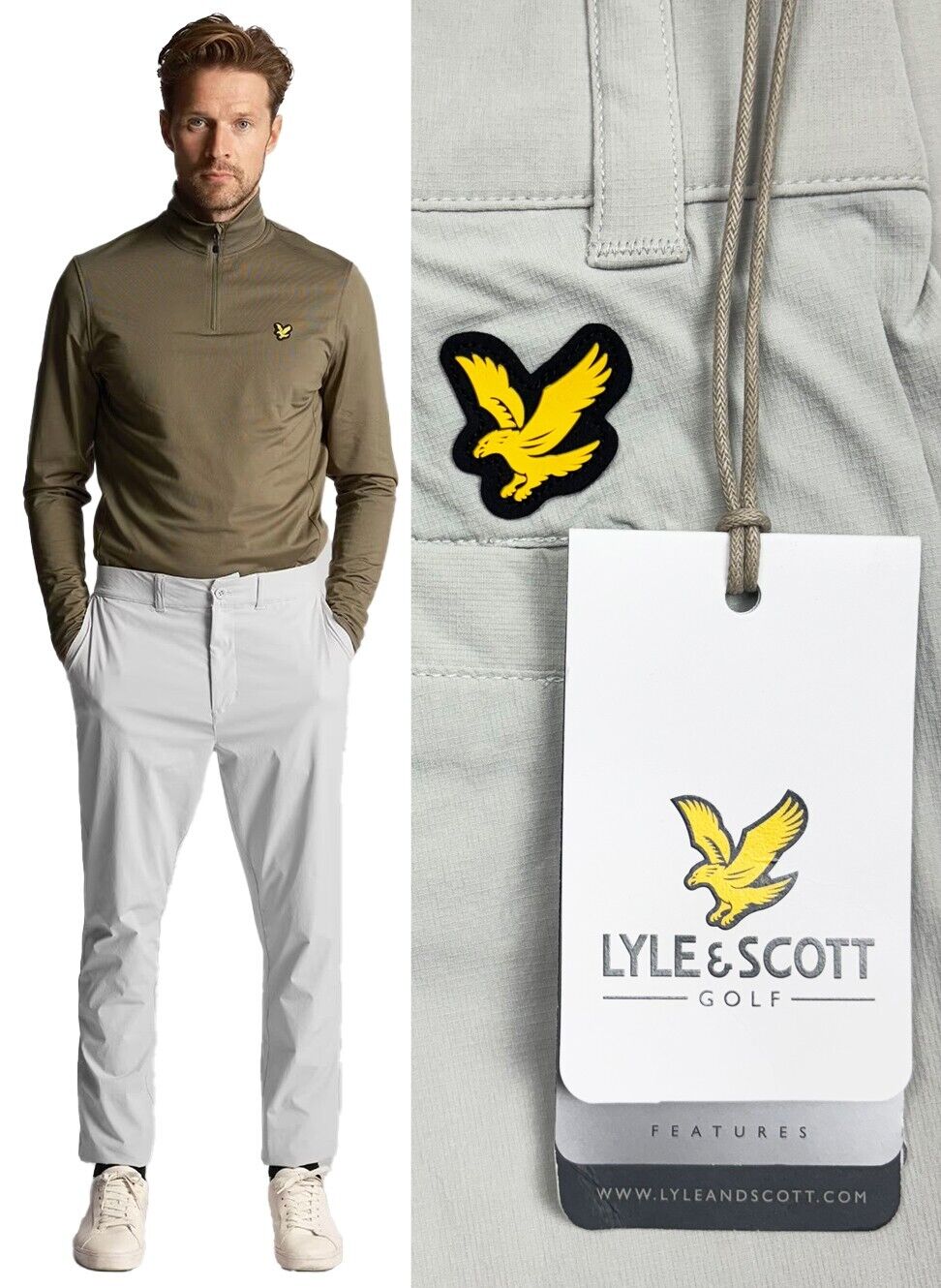 Lyle & Scott Golf Tech Stretch Golf Trousers - Pebble Light Grey