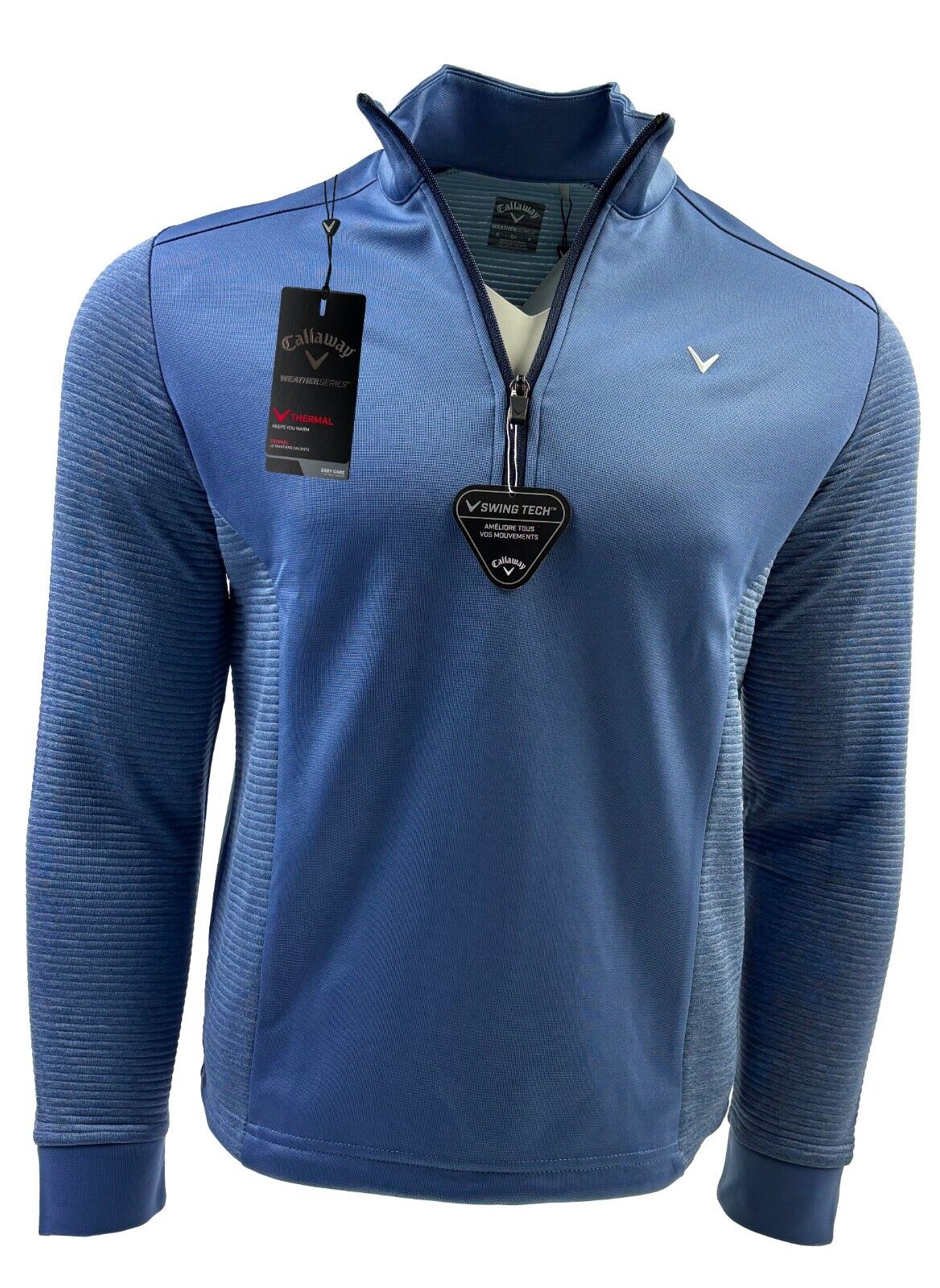Callaway Golf Ottoman Ribbed 1/4 Zip Pullover - Blue