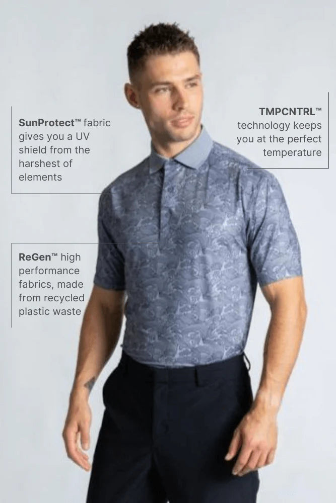 Reflo Adriatic Pattern Golf Polo Shirt - Grey