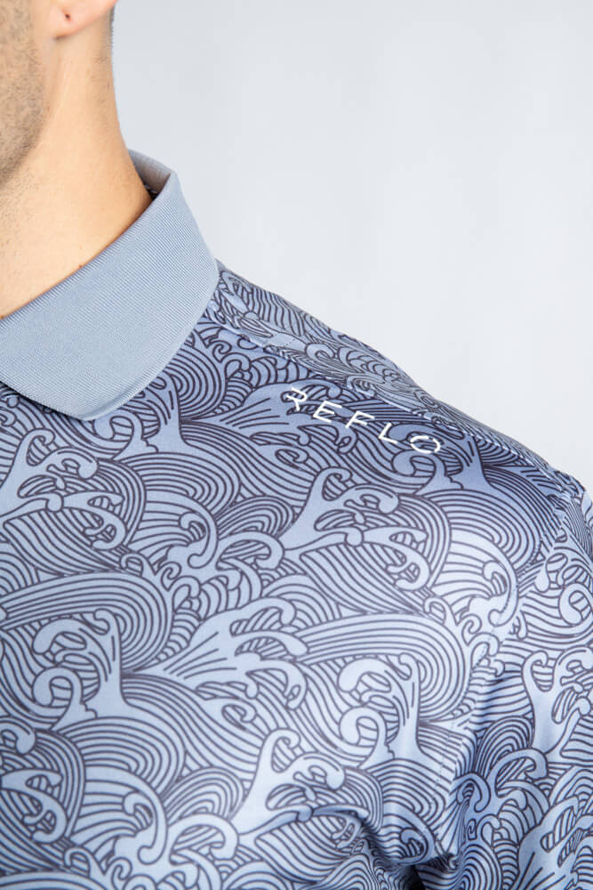Reflo Adriatic Pattern Golf Polo Shirt - Grey
