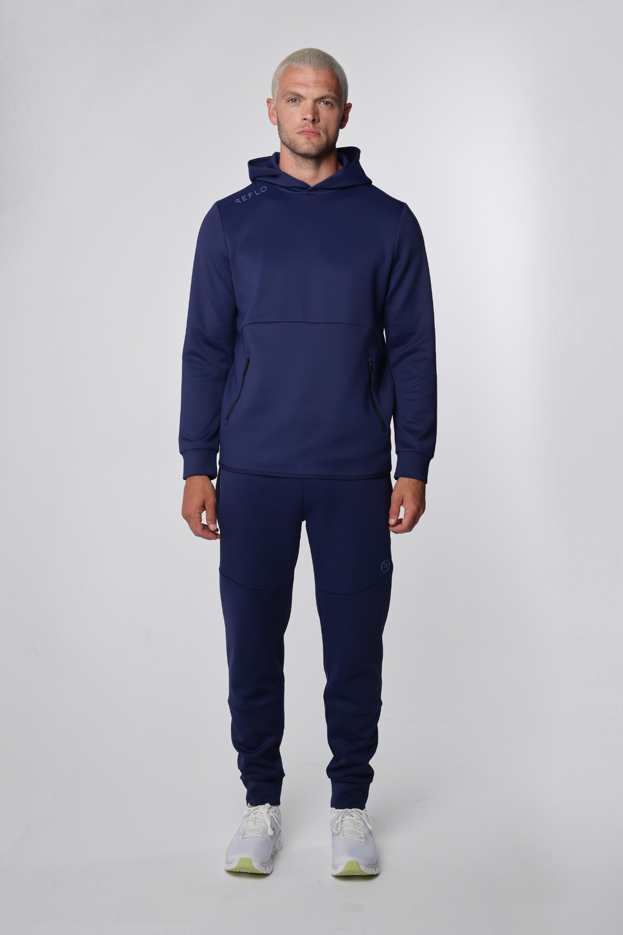 Reflo Aldan Performance Modern Tapered Golf Cuffed Jogger Trousers - Deep Navy