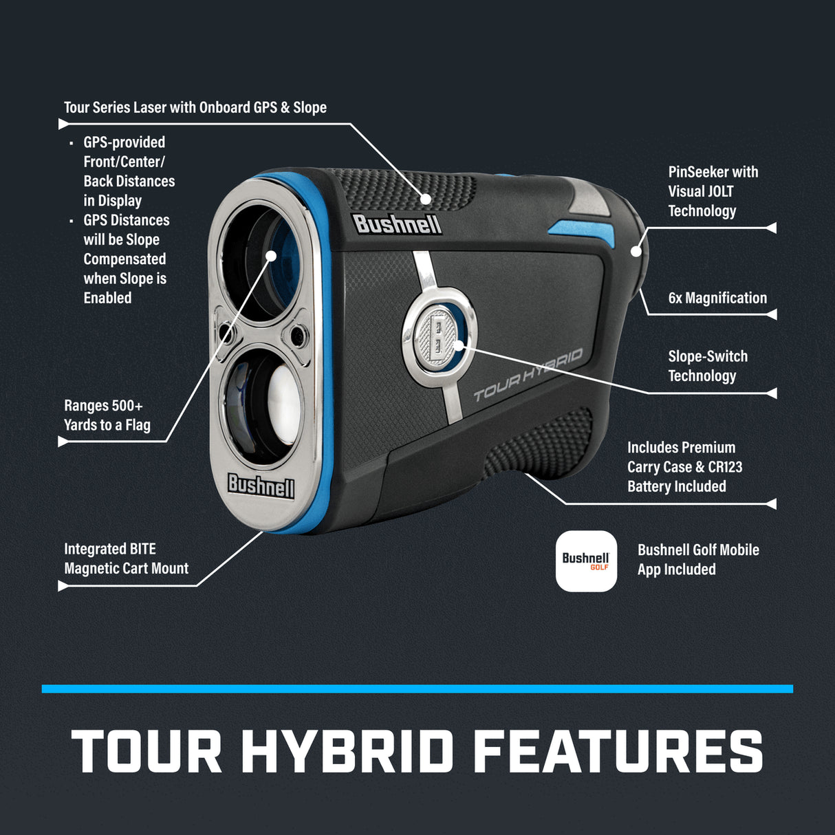 2025 Bushnell Golf Tour Hybrid GPS & Laser Rangefinder + FREE SPARE BATTERY
