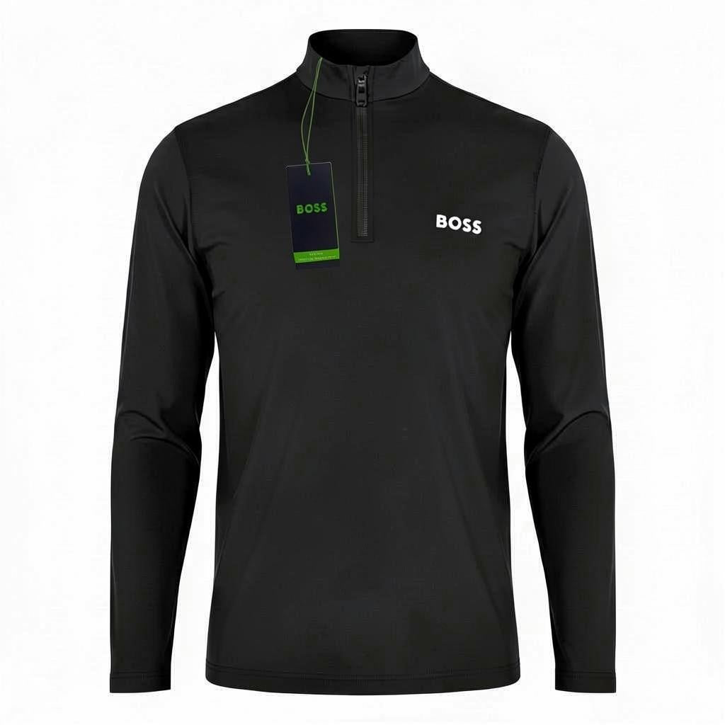 BOSS Golf Performance Stretch Lightweight 1/4 Zip Midlayer - Black