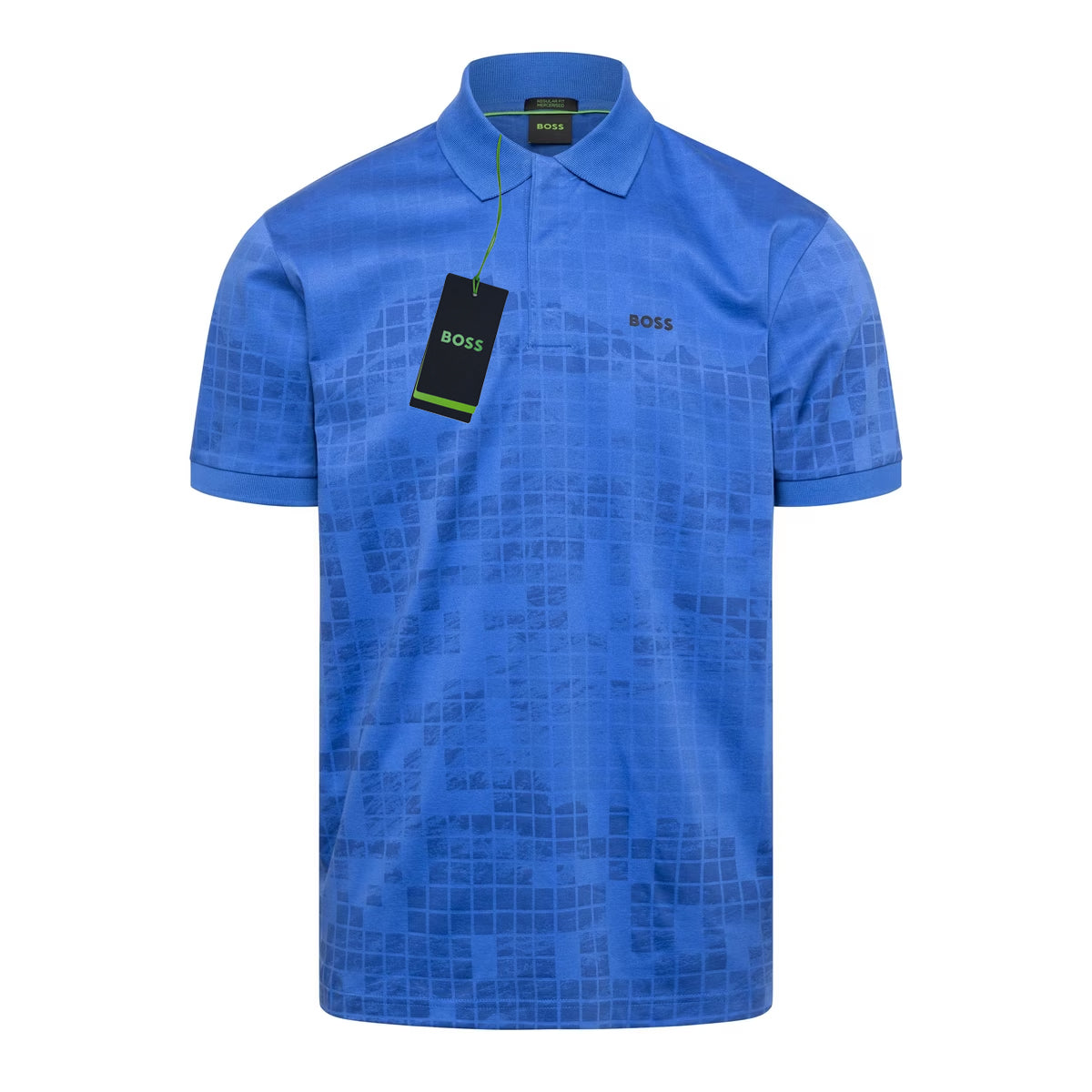 BOSS Mercerised graphic Clash Print Golf Polo Shirt - Royal Blue