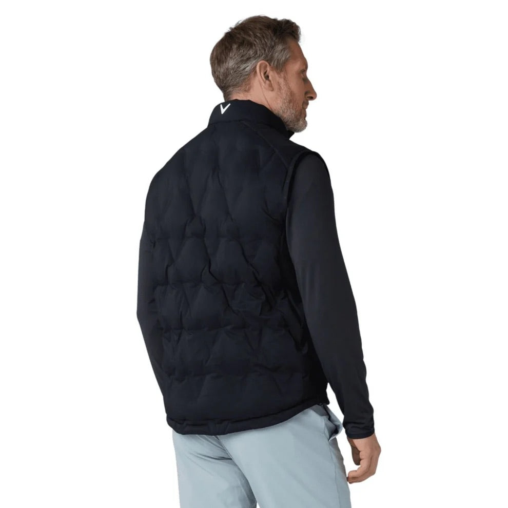 Callaway Chev Quilted Swing Tech Full Zip Golf Vest - Black