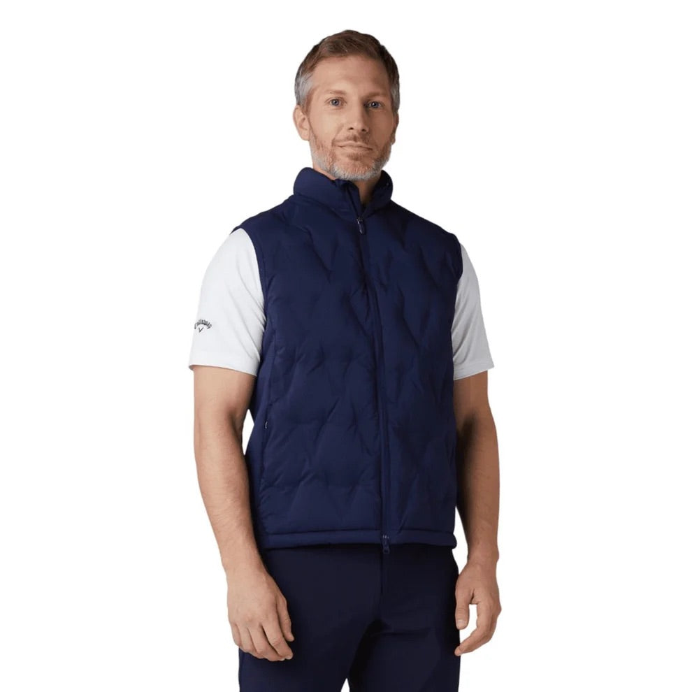Callaway Chev Quilted Swing Tech Full Zip Golf Vest - Navy