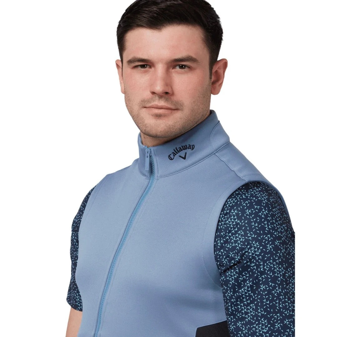 Callaway Golf Chev Textured High Guage Vest Full Zip - Infinity Blue