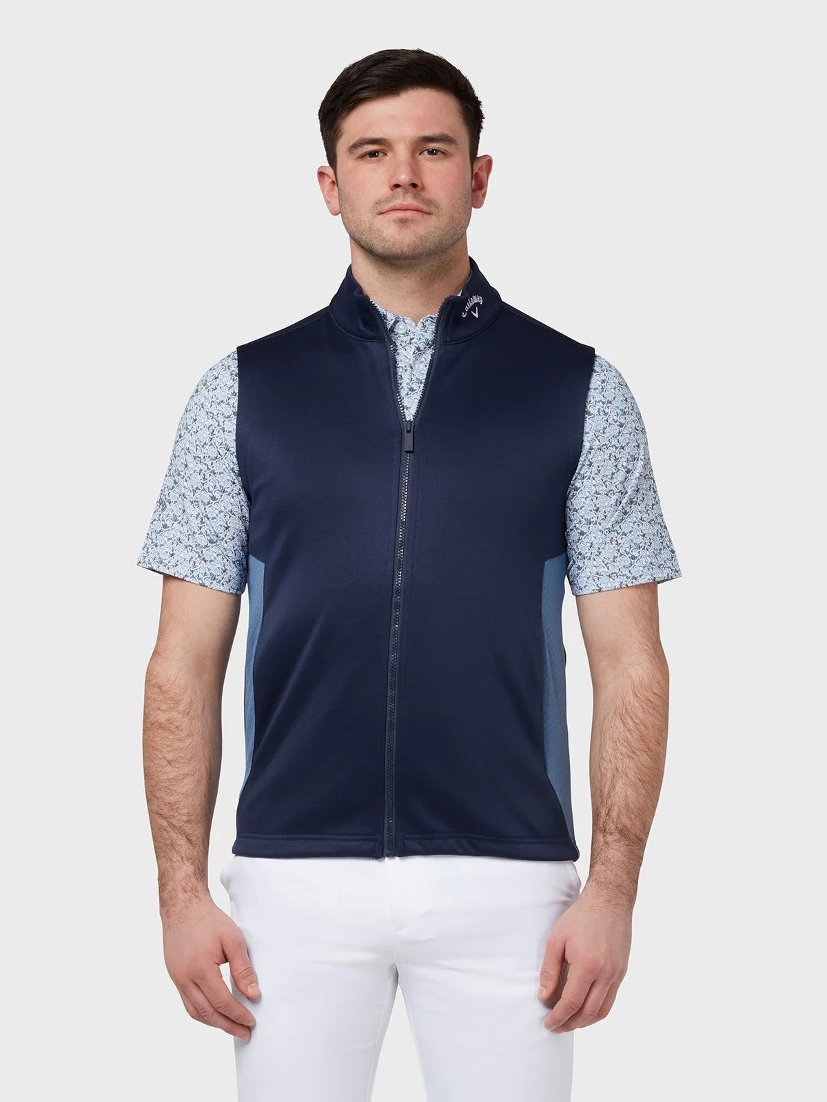 Callaway Golf Chev Textured High Guage Vest Full Zip - Navy