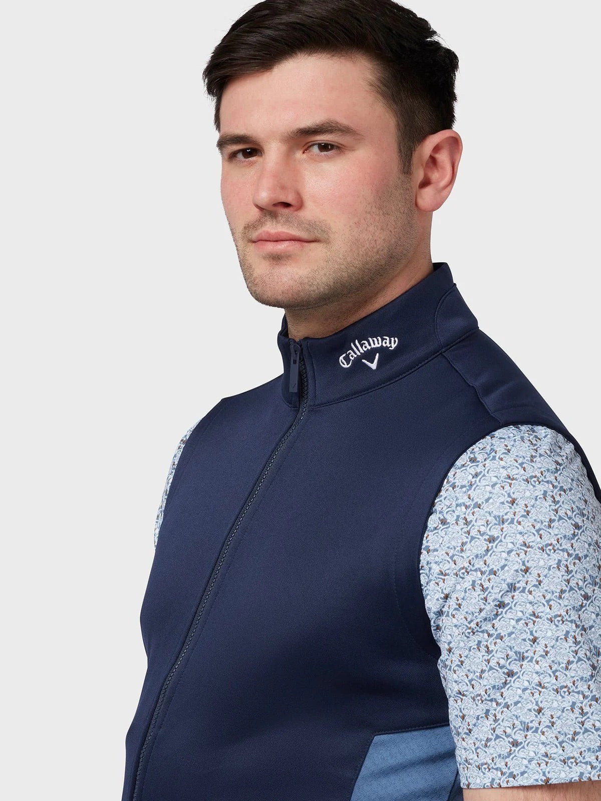 Callaway Golf Chev Textured High Guage Vest Full Zip - Navy