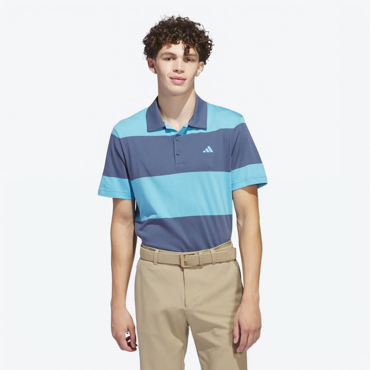 Adidas Golf Wide Stripe Polo Shirt - Blue