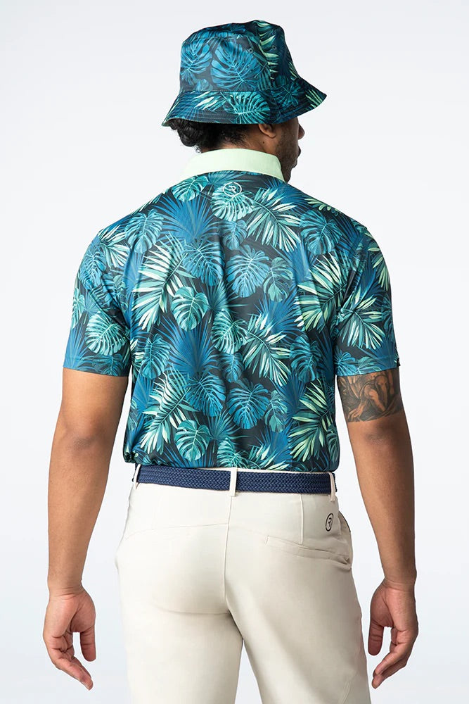 Reflo Congo Graphic Print Golf Polo Shirt - Leaf Print