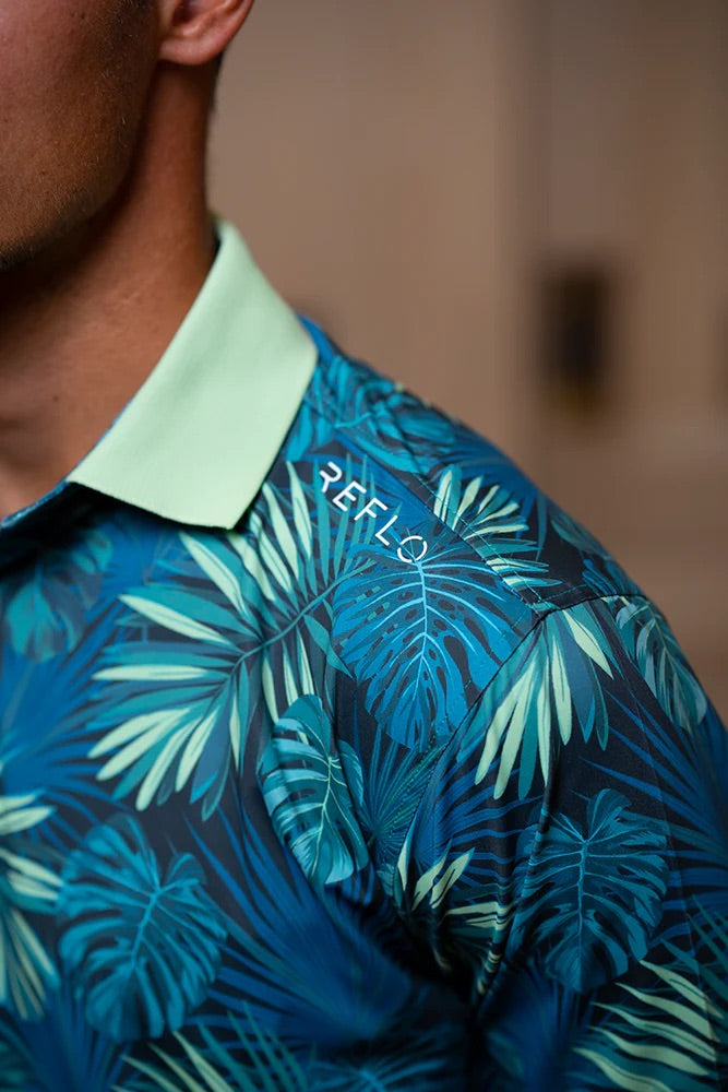 Reflo Congo Graphic Print Golf Polo Shirt - Leaf Print