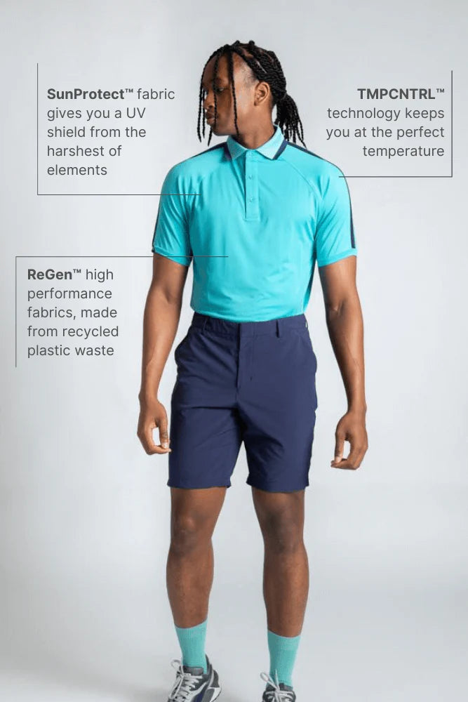 Reflo Corinth Textured Golf Polo Shirt - Aqua