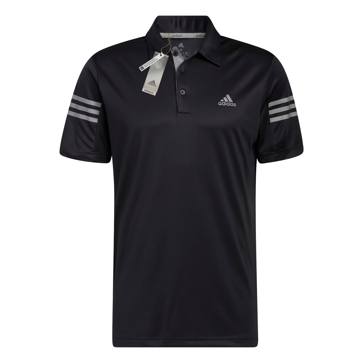 Adidas 3 Stripe Performance Golf Polo Shirt - Black