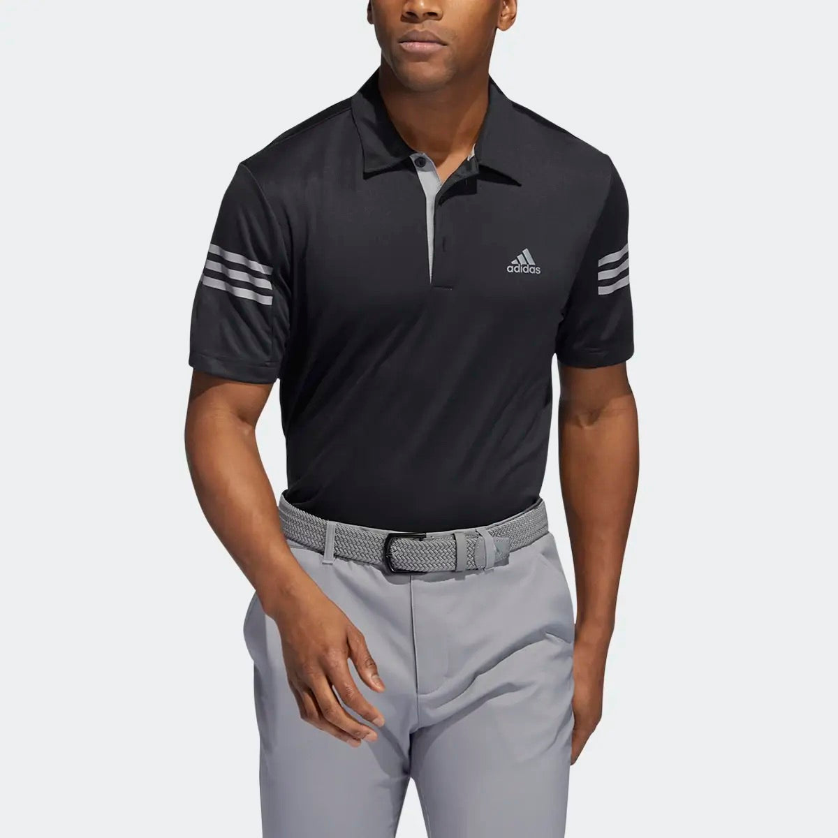 Adidas 3 Stripe Performance Golf Polo Shirt - Black