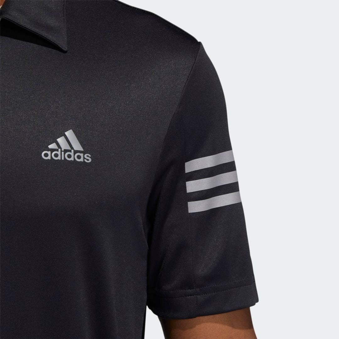 Adidas 3 Stripe Performance Golf Polo Shirt - Black