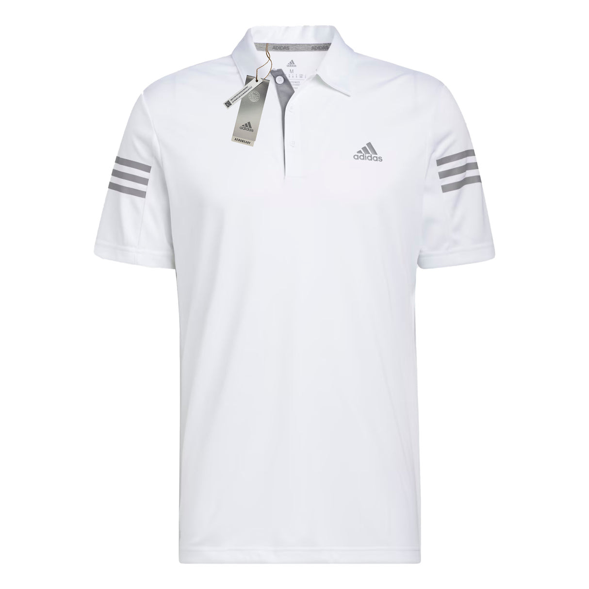 Adidas 3 Stripe Performance Golf Polo Shirt - White