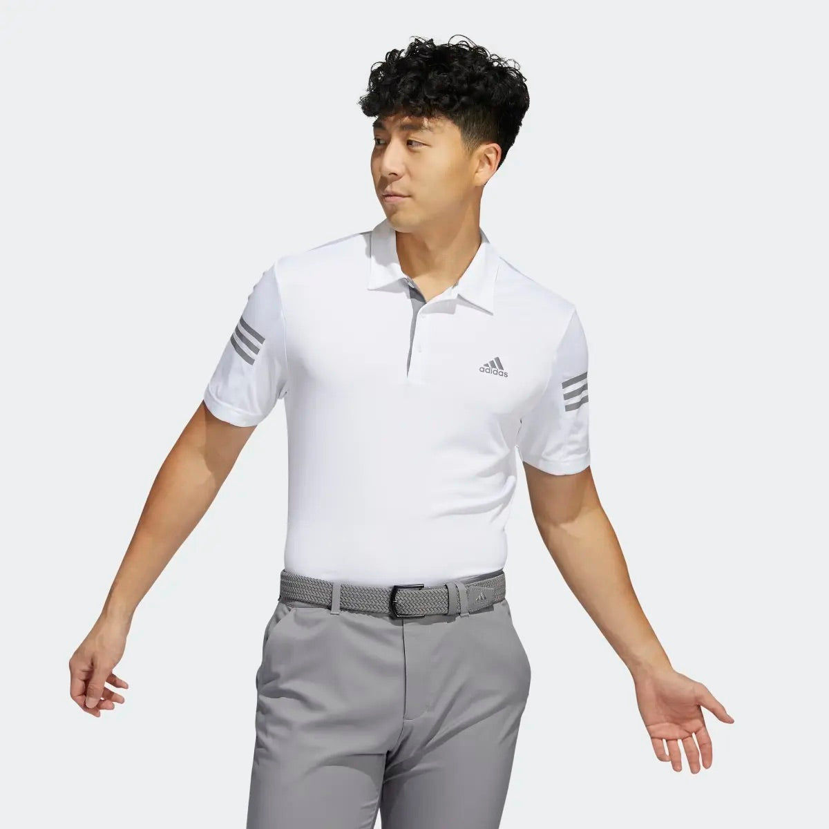 Adidas 3 Stripe Performance Golf Polo Shirt - White