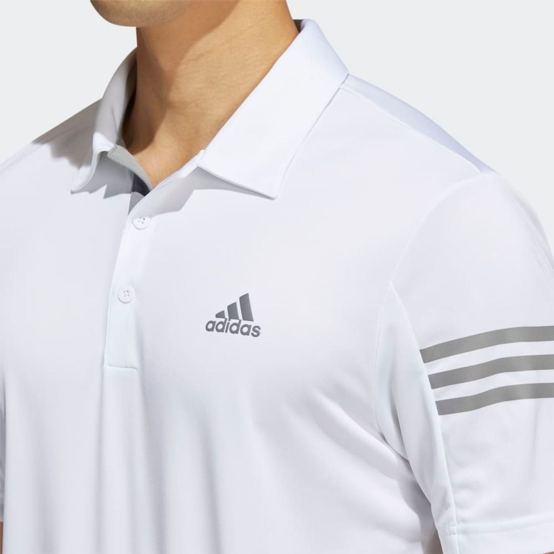 Adidas 3 Stripe Performance Golf Polo Shirt - White